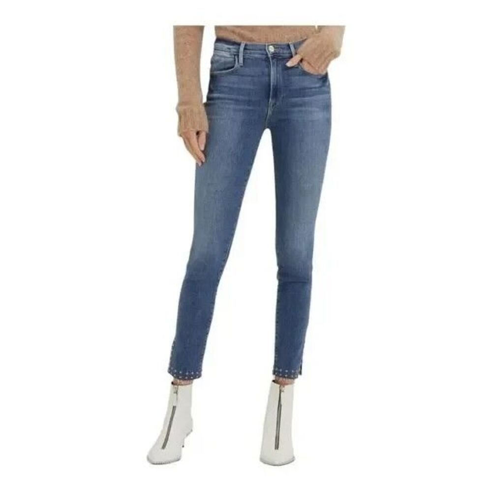 Frame Denim Le High Skinny Jeans Hazelwood Studded Ankle Fray Size 28